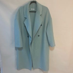 Mango turquoise wool pea coat